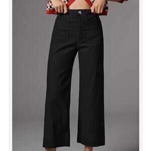 MAEVE x ANTHROPOLOGIE | The Colette Magic Fabric Crop Wide-Leg Pants Black | 34T